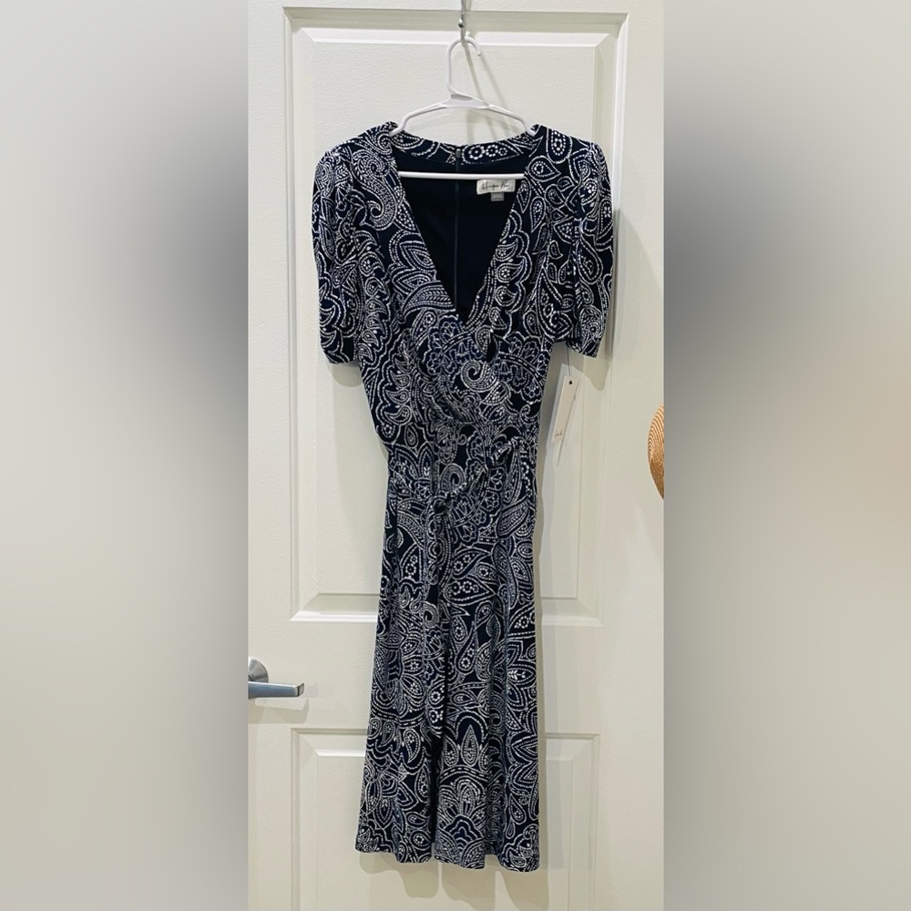 NEW…Harper Rose Drape Sleeve Patterned Wrap Dress